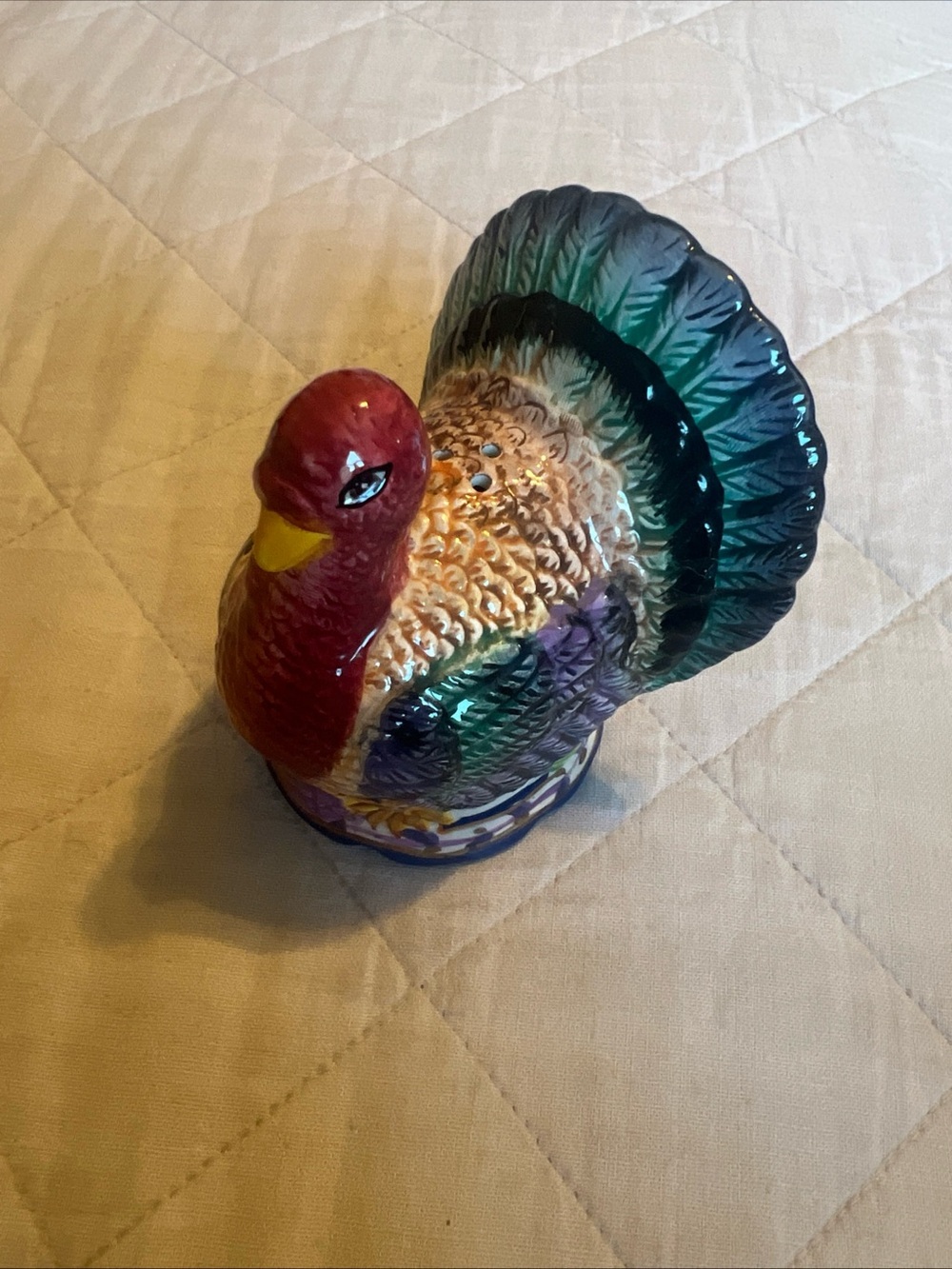 Colorful Ceramic Turkey Figurine - Multicolor Salt Shaker